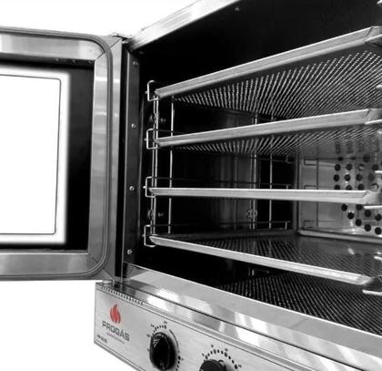 Imagem de Kit - Forno Turbo Elétrico Fast Oven PRP-004 Plus 220V Vermelho + Bancada + 8 Assadeiras - Progás