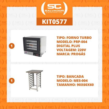 Imagem de Kit - Forno Turbo Prp-004 Plus Digital 220v Preto + Bancada Mes-004 - Progás