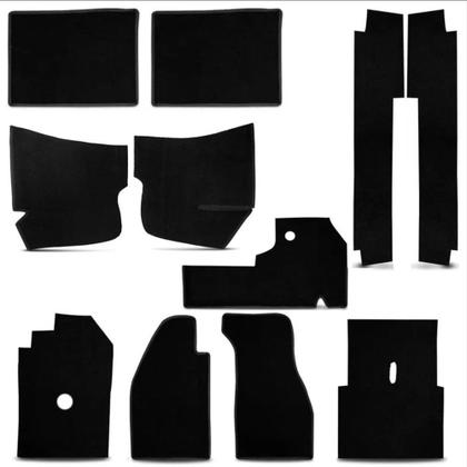 Imagem de Kit Forração Assoalho Fusca 1970 a 1995 Forro Interno Tapete Carpete Preto 11 Peças