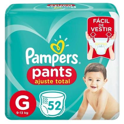 Imagem de Kit Fralda Calça Pampers Pants Ajuste Total - Tam G - ATACADO BARATO - 208 Tiras