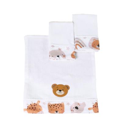 Imagem de Kit Fralda de Boca 3 Peças Para Bebê Menina Menino Estampada Bordada