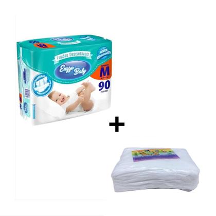 Imagem de Kit Fralda Descartável Bebê Infantil Enzzo Baby Toalha Umedecida com 50 Unidades