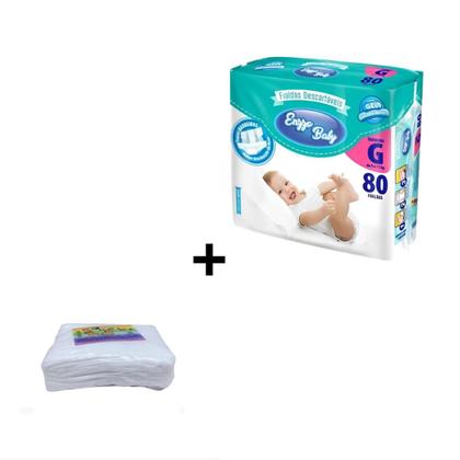 Imagem de Kit Fralda Descartável Bebê Infantil Enzzo Baby Toalha Umedecida com 50 Unidades