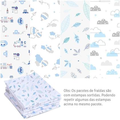 Imagem de Kit Fralda Luxo 70x70cm 15 Pçs Azul Papi