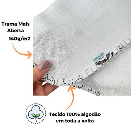 Imagem de Kit Fraldas Slim Basic de Algodão Multiuso 3 Unid  Passeio, Ombro e Boca