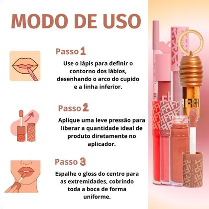 Imagem de Kit Franciny Ehlke: Kit Love + Lip Honey + Kit Glosslicious com 3