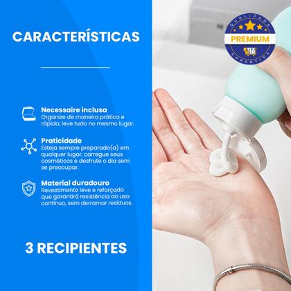 Imagem de Kit Frascos De Viagem Porta Shampoo Necessaire 4 Peças 60ml