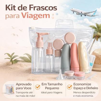 Imagem de Kit Frascos Viagem 11 Peças Shampoo Sabonete Completo
