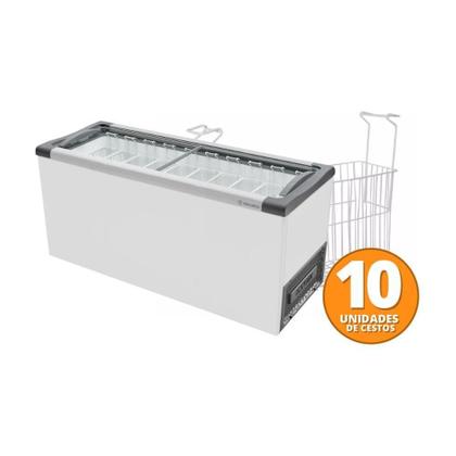 Imagem de Kit - Freezer Horizontal Tampa De Vidro 404 Litros Nf55 127v + 10 Cestos Nextgen Branco 127v