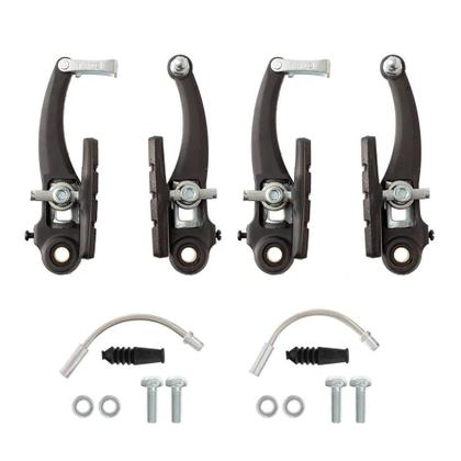 Imagem de Kit Freio V-Brake Nylon Preto Completo para Bike Bicicleta 