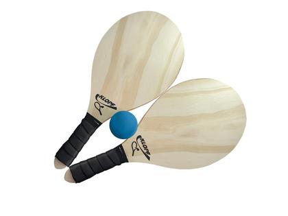 Imagem de Kit Frescobol 02 Raquetes Madeira Crua e 01 bola de Borracha Klopf