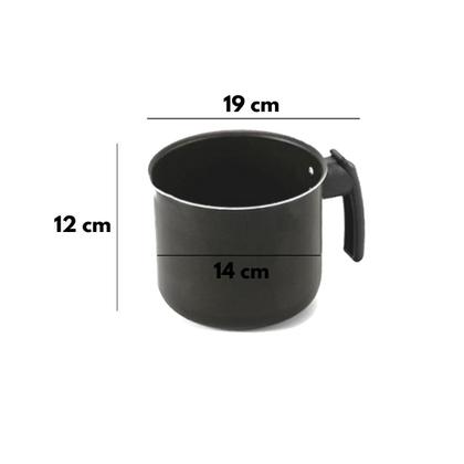 Imagem de Kit Frigideira Francesa e Caneco Preto Alumi-Aço Linha Premium J4TECH Alumínio Antiaderente Teflon Ultra Resistente 