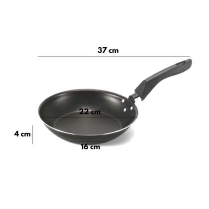 Imagem de Kit Frigideira Francesa e Caneco Preto Alumi-Aço Linha Premium J4TECH Alumínio Antiaderente Teflon Ultra Resistente 