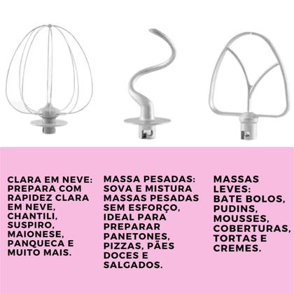 Imagem de Kit Fritadeira Air Fryer BAFE53 5,5 Litros 1500W E Batedeira Planetária BBP700RS 4 Litros 700W Rosa