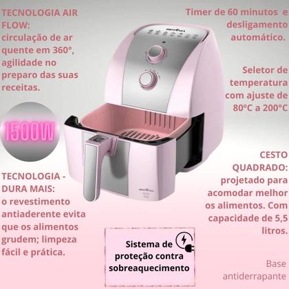 Imagem de Kit Fritadeira Air Fryer BAFE53 5,5 Litros 1500W E Batedeira Planetária BBP700RS 4 Litros 700W Rosa