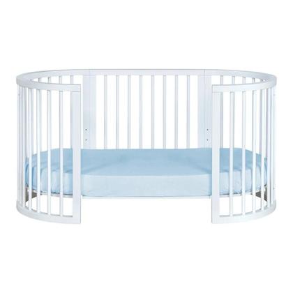 Imagem de Kit Fronha e Lençol de Elástico Berço Crescer Fase 2 Oval 138cm x 68cm Azul Arrumadinho Enxovais