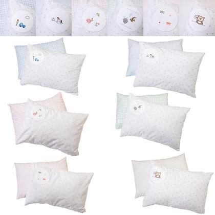 Imagem de Kit Fronha Infantil Bebês 40x28cm Bordado 02 Unidades 150 Fios 100% Alogodão - Papi