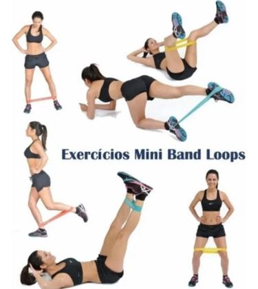 Imagem de Kit Funcional 5 Elástico Extensor Fita Para Exercícios
