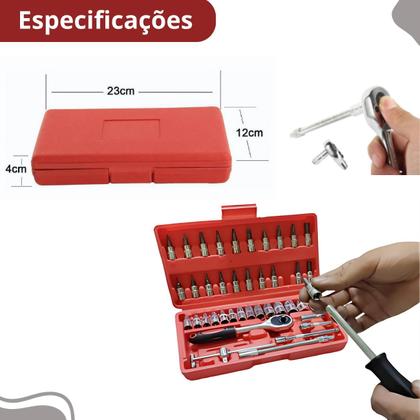 Imagem de Kit funcional de 46 ferramentas organizadas e práticas.
