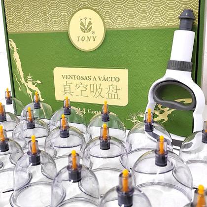 Imagem de Kit Funcional Para Ventosaterapia Profissional Com 24 Copos Tony