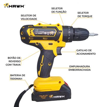 Imagem de Kit Furadeira de Impacto 20V  2 Baterias Maleta