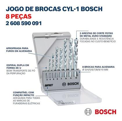 Imagem de Kit Furadeira Impacto Bosch Gsb 16 Re 850w 8 Brocas Cyl 110v