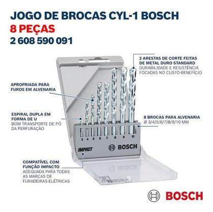 Imagem de Kit Furadeira Impacto Bosch Gsb 450 Re E 8 Brocas Cyl-1 220v