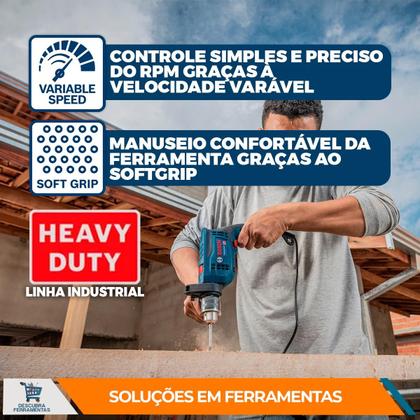 Imagem de Kit Furadeira Martelete de Impacto Bosch GSB 13 RE C/Maleta e Mais 5 Brocas 750W 127V/220V 3800RPM Com Interruptor de Velocidade Profissional