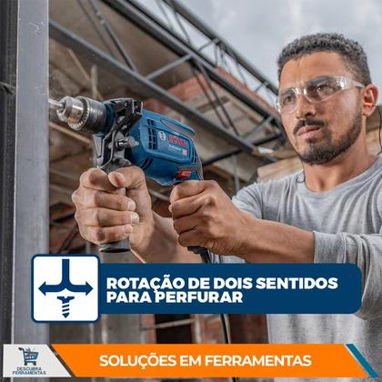 Imagem de Kit Furadeira Martelete de Impacto Bosch GSB 13 RE C/Maleta e Mais 5 Brocas 750W 127V/220V 3800RPM Com Interruptor de Velocidade Profissional