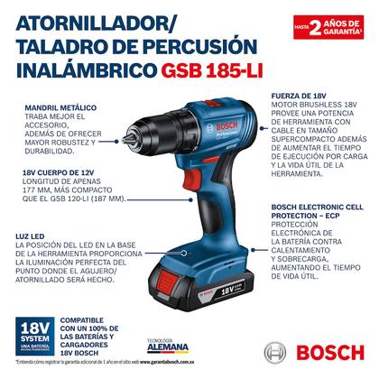 Imagem de Kit Furadeira Parafusadeira Impacto Gsb 185 Li Bosch 70 Pcs