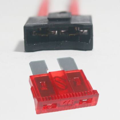 Imagem de Kit Fusivel Lamina Médio 10A Amperes Vermelho Porta Fusivel com Fio 4mm Reforçado