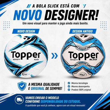 Imagem de Kit Futebol 6 Bolas Society Topper Slick + 1 Bomba de Ar