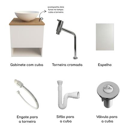 Imagem de Kit Gabinete Armario de Banheiro com Cuba Espelho Torneira Cromada Valvula Sifão Engate