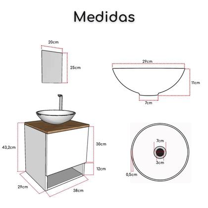Imagem de Kit Gabinete Armario de Banheiro com Cuba Espelho Torneira Cromada Valvula Sifão Engate