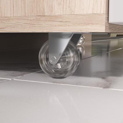 Imagem de Kit gabinete banheiro creta 80cm + cuba sobrepor + espelho madeirado/branco