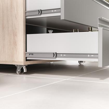 Imagem de Kit gabinete banheiro creta 80cm + cuba sobrepor + espelho madeirado/cinza