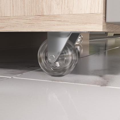 Imagem de Kit gabinete banheiro creta 80cm + cuba sobrepor + espelho madeirado/cinza