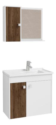 Imagem de Kit Gabinete De Banheiro Com Cuba Balcão Espelho Pia Branco