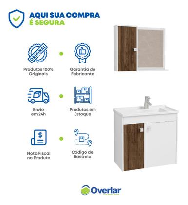 Imagem de Kit Gabinete De Banheiro Com Cuba Balcão Espelho Pia Branco