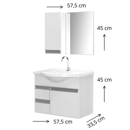 Imagem de Kit Gabinete de Banheiro com Espelheira Boa Vista 60cm Branco