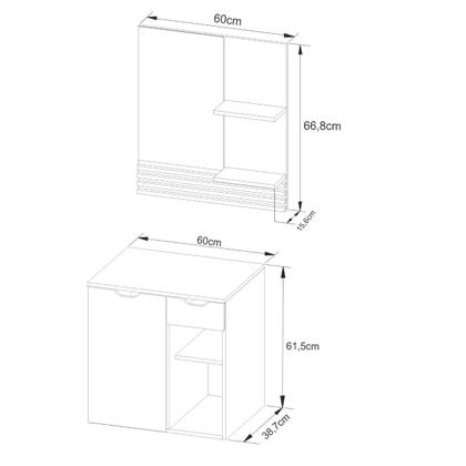 Imagem de Kit Gabinete de Banheiro com Espelho Amêndoa Branco