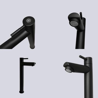 Imagem de Kit Gabinete de Banheiro Lavabo com Cuba Espelho Torneira Preta Sifão Valvula Engate