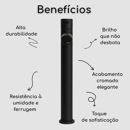 Imagem de Kit Gabinete de Banheiro Lavabo com Cuba Espelho Torneira Preta Sifão Valvula Engate