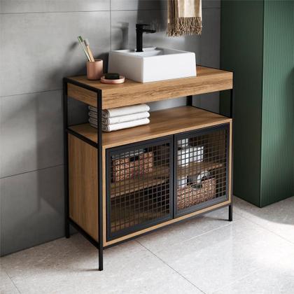 Imagem de Kit Gabinete E Cuba Para Banheiro P1038c Mell Pp Milani Store Mell