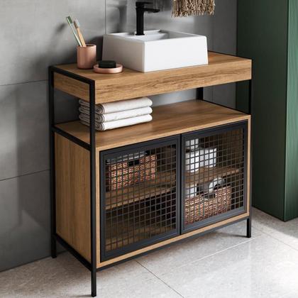 Imagem de Kit Gabinete E Cuba Para Banheiro P1038c Mell Pp Milani Store Mell