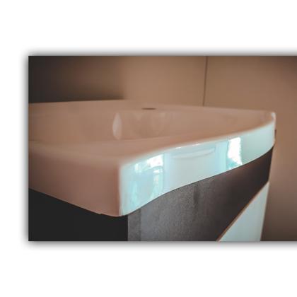 Imagem de Kit Gabinete E Pia Banheiro Turim Preto C/ Branco Rorato