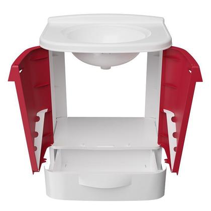 Imagem de Kit Gabinete e Pia em PVC P/ Banheiro Gabfit Bordô Astra