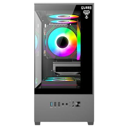 Imagem de Kit Gabinete Gamer Megalon Mid Tower Suporta Até 5 Fans e Water Cooler  Com Vidro Temperado + 4 Cooler Fans Rgb 8 Cores Eurus