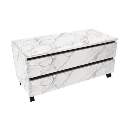 Imagem de Kit Gabinete Mármore Branco e Espelheira Branco - Tecno