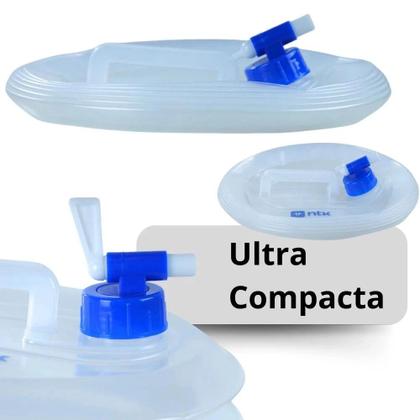 Imagem de Kit Galao Colapsavel 10 L Recipiente de Agua Dobravel Ntk + 20 Pastilhas Purificadoras Consumo Humano  Nautika 